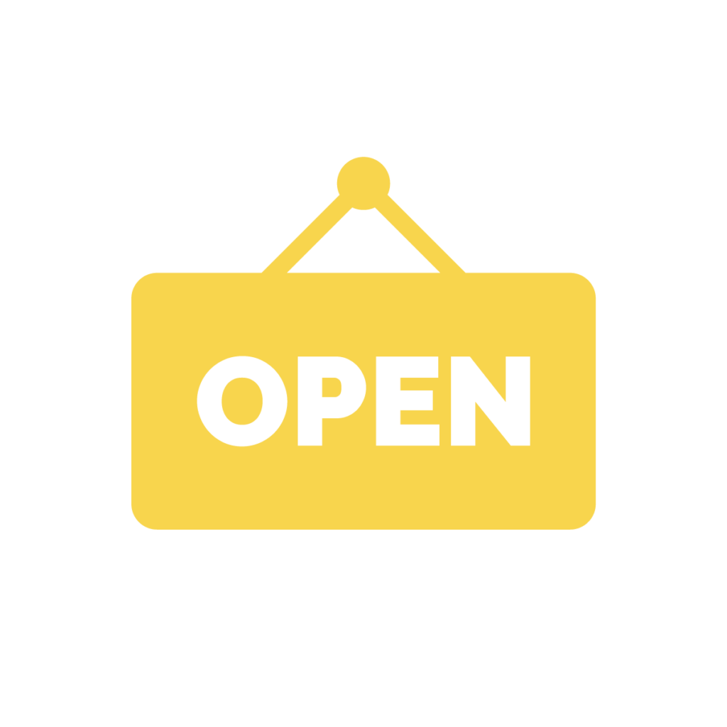 yellow open sign