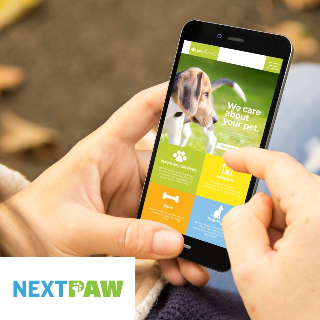 Person using a smart phone looking at Nextpaw