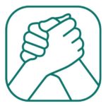 Green hands holding eachother